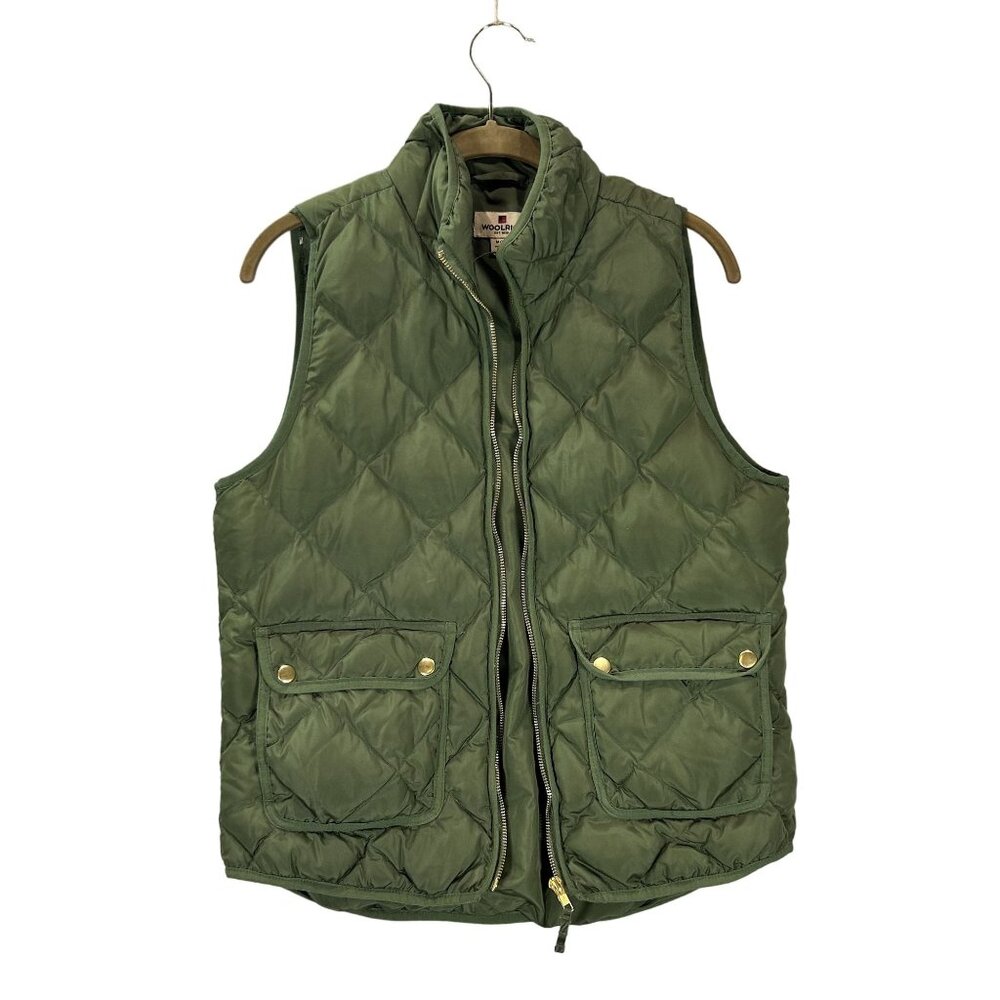 Woolrich Womens Quilted Down Puffer Vest Olive Green M Gorp Core Hiking Outdoor